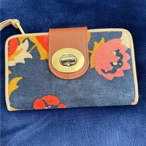 Spartina 449 Floral Wallet with Brown Leather Accent